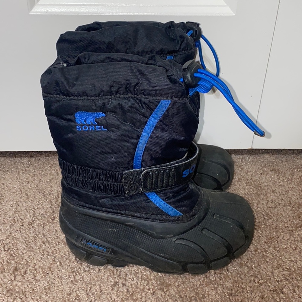 Sorel Kids Black and Blue Snow Boots